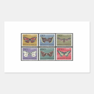 Sticker Rectangulaire Timbres à papillon