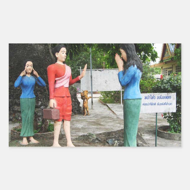 Sticker Rectangulaire Tirer Les Visages Derrière Le Dos (Devant)