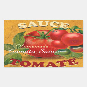 STICKER RECTANGULAIRE TOMATES CUISINE PRÉSERVE, CANNETS, SAUCE DE TOMAT