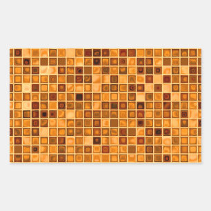 Sticker Rectangulaire Tons De Rouille Orange "Aquarelle" Mosaïque Carrel
