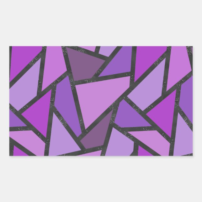 Sticker Rectangulaire Tons de vitrail violet motif (Devant)