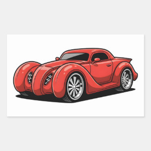 Sticker Rectangulaire Toon Hotrod Spirale Rouge Lava