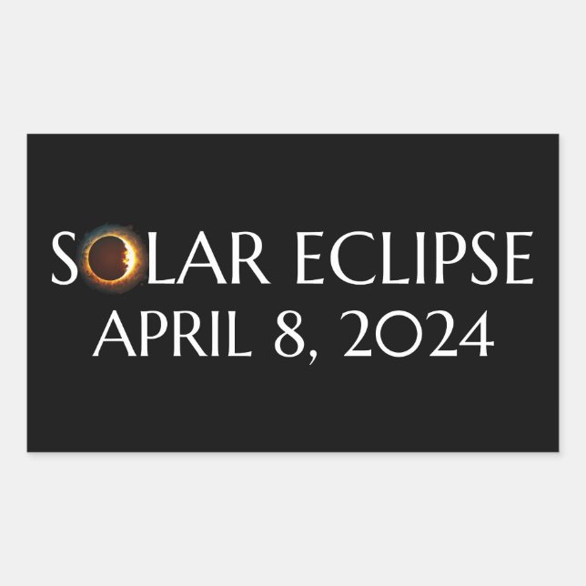 Sticker Rectangulaire Total Solaire Eclipse USA 8 avril 2024 (Devant)