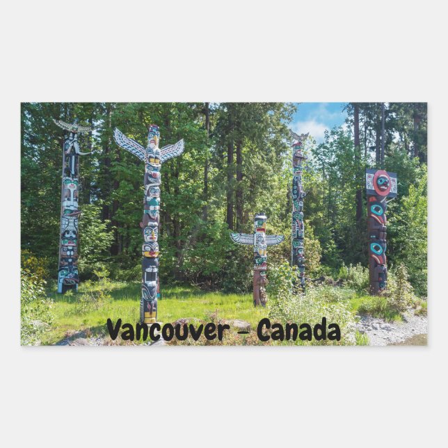 Sticker Rectangulaire Totems à Stanley Park, Vancouver Canada (Devant)