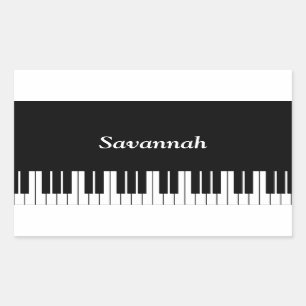 Sticker Rectangulaire Touches de Clavier de Piano, Noires et Blanches