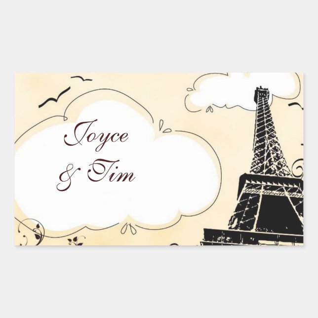 Sticker Rectangulaire Tour Eiffel aux nuages (Devant)