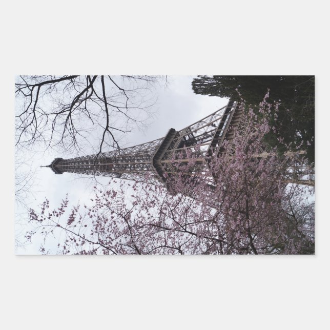 Sticker Rectangulaire Tour Eiffel fleurie (Devant)