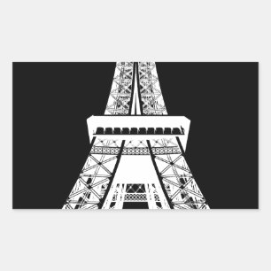 Sticker Rectangulaire Tour Eiffel noir blanc