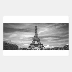 Sticker Rectangulaire Tour Eiffel noir et blanc Paris France