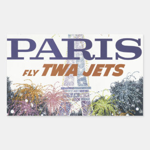 Sticker Rectangulaire Tour Eiffel vintage Paris Air Travel