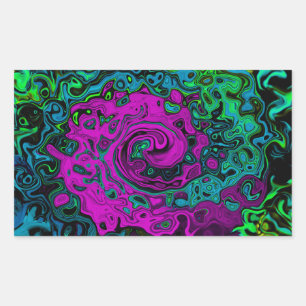 Sticker Rectangulaire Tourbillon d'art liquide groovy abstrait magenta g