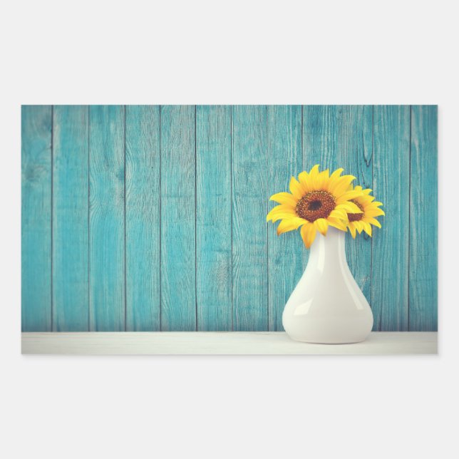 Sticker Rectangulaire Tournesols dans un vase (Devant)