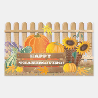 Sticker Rectangulaire Tournesols et citrouilles colorés