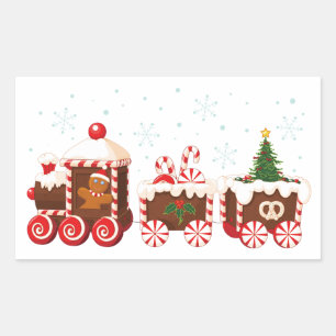 Sticker Rectangulaire Train à pain Ginger de Noël