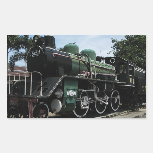 Sticker Rectangulaire Train à vapeur 2ème guerre mondiale au pont de la  (Devant)