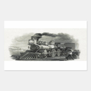 Sticker Rectangulaire Train à vapeur vintage