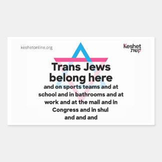 Sticker Rectangulaire Trans Jews Belong Everywhere