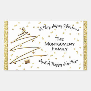 Sticker Rectangulaire Tree de Golden Christmas