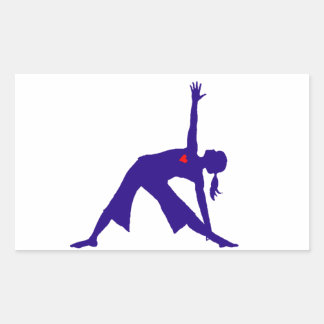 Sticker Rectangulaire Triangle Yoga Pose Silhouette Avec Coeur