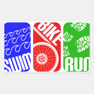 Sticker Rectangulaire Triathlon Blocs de couleurs TRI