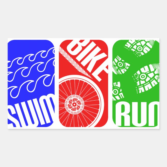 Sticker Rectangulaire Triathlon Blocs de couleurs TRI (Devant)