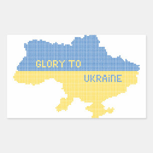 Sticker Rectangulaire Tricot Ukraine texte de la carte d'Etat Gloire à l