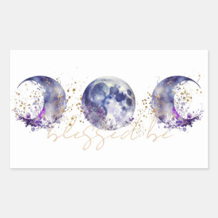 Sticker Rectangulaire Triple lune violet et or
