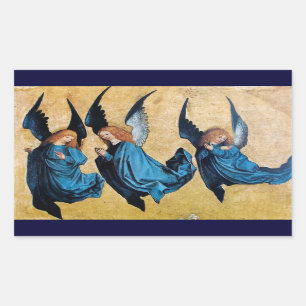 STICKER RECTANGULAIRE TROIS ANGELS EN BLEU
