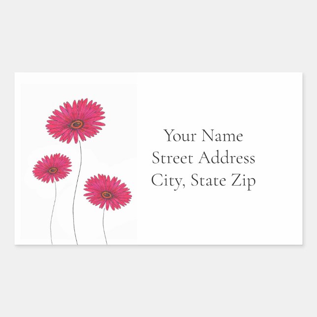 Sticker Rectangulaire Trois Aquarelles Rouges, Stylo Et Gerbes D'Encre (Devant)