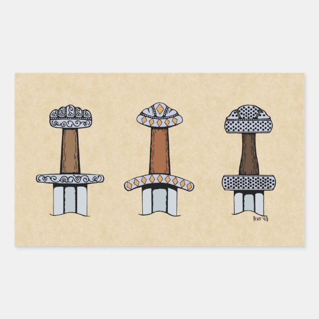 Sticker Rectangulaire Trois Hillets d'épée viking (Devant)