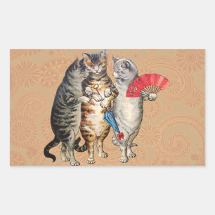 Sticker Rectangulaire Trois Petits Chatons Illustration de Mère l'Oie