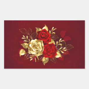 Sticker Rectangulaire Trois Roses de bijoux