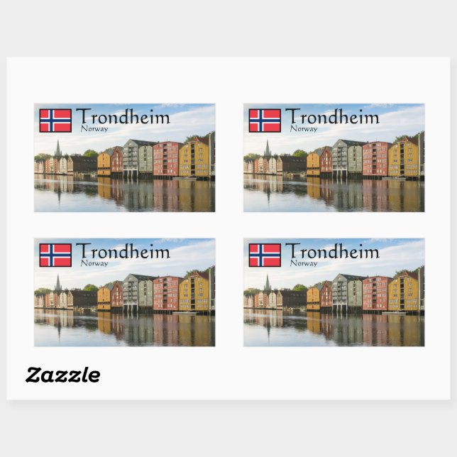 Sticker Rectangulaire Trondheim Norvège Souvenir (Feuille)