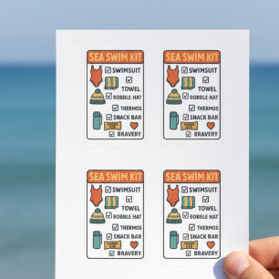 Sticker Rectangulaire Trousse de natation en mer – Création de liste de 