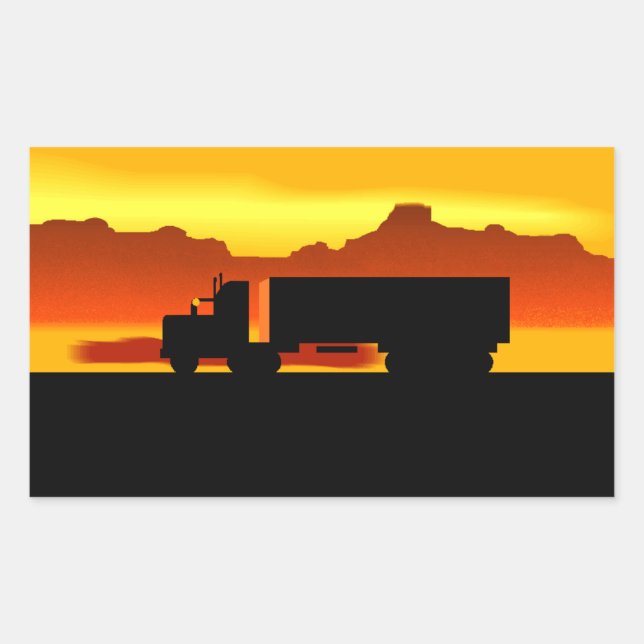 Sticker Rectangulaire Trucker Trucker Trucker semi tracteur remorque (Devant)