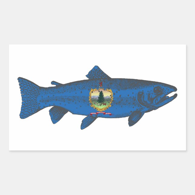 Sticker Rectangulaire Truite du pavillon du Vermont-Fish (Devant)