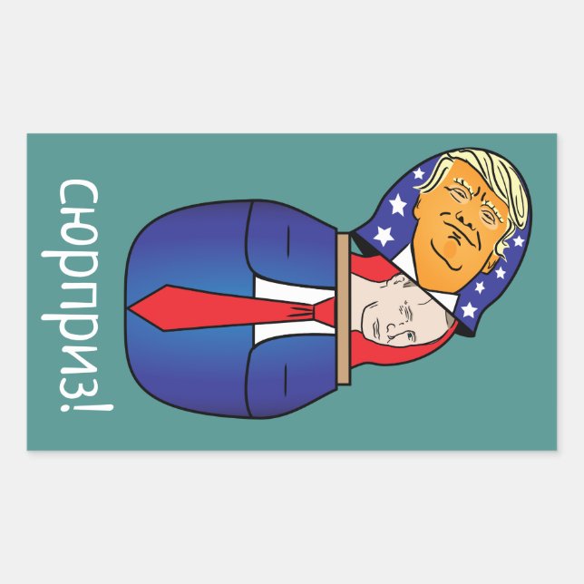 Sticker Rectangulaire Trump - Poupée russe Poutine (Devant)