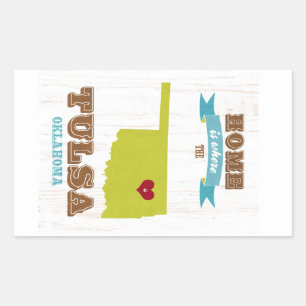 Sticker Rectangulaire Tulsa, Oklahoma Carte - La Maison Est Là Où Le Coe