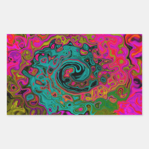 Sticker Rectangulaire Turquoise Tripant Abstrait Rétro Tourbillon Liquid