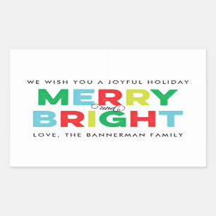 Sticker Rectangulaire Type coloré moderne Joyeux et cadeau personnalisé 