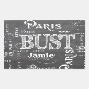 Sticker Rectangulaire Typographie Calligraphie Paris France Tour Eiffel