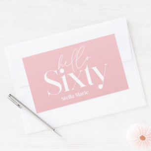 Sticker Rectangulaire Typographie minimaliste moderne girly rose 60e ann