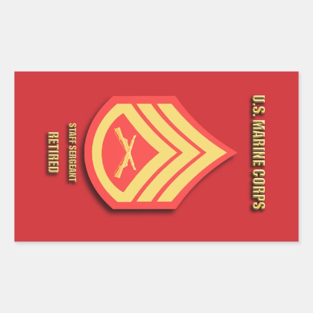 Sticker Rectangulaire U.S. Marine Corps Staff Sergeant (Devant)