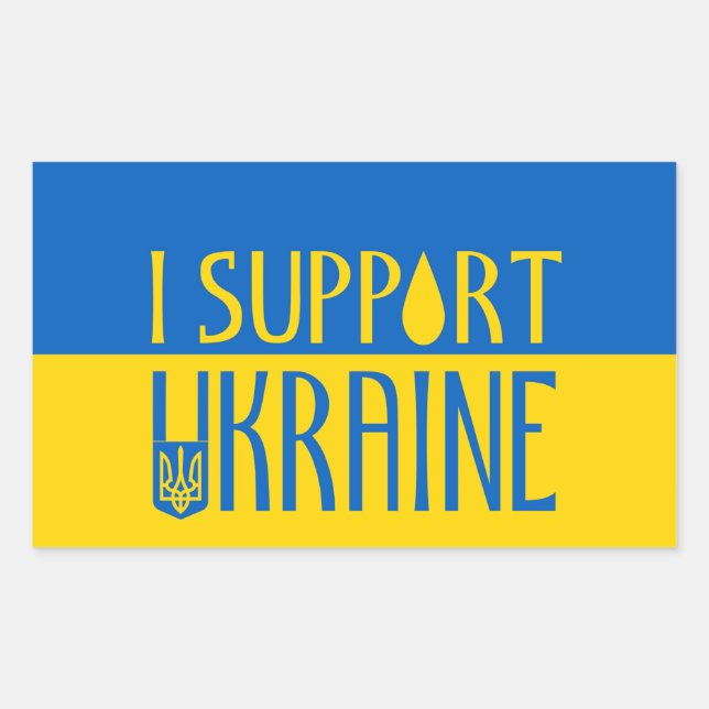 Sticker Rectangulaire Ukraine drapeau bleu jaune soutien emblème goutte  (Devant)