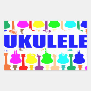 Sticker Rectangulaire Ukuleles arc-en-ciel