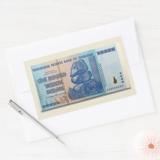 Sticker Rectangulaire Un billet zimbabwéen d'un billion de dollars