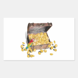 Sticker Rectangulaire Un coffre au trésor de pirates (Ajouter une couleu