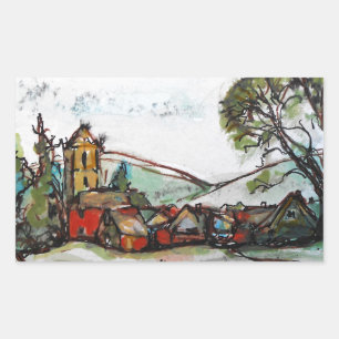 Sticker Rectangulaire Un croquis du village britannique idyllique