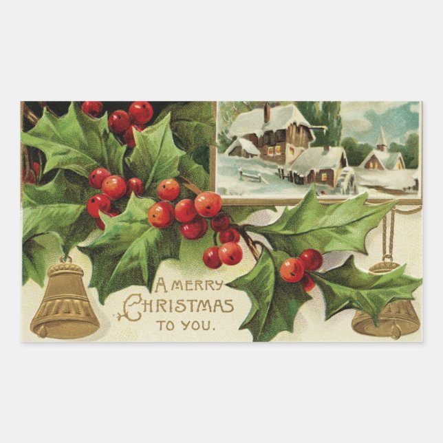 Sticker Rectangulaire Un joyeux Noël pour vous Vintage (Devant)