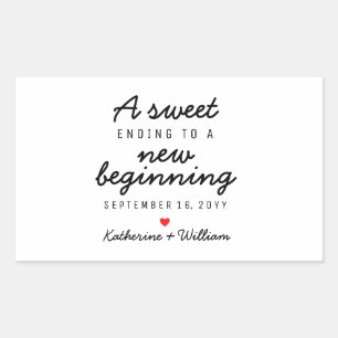 Sticker Rectangulaire Une Douce Fin À Un Nouveau Début De Mariage Faveur